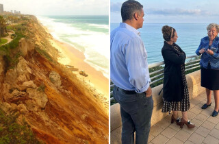 Министр окружающей среды познакомились с проблемой обрушения скал в Нетании