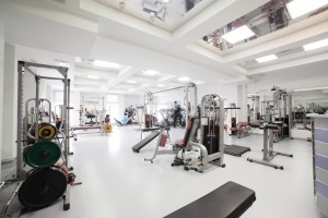 interior of new modern gym with equipment